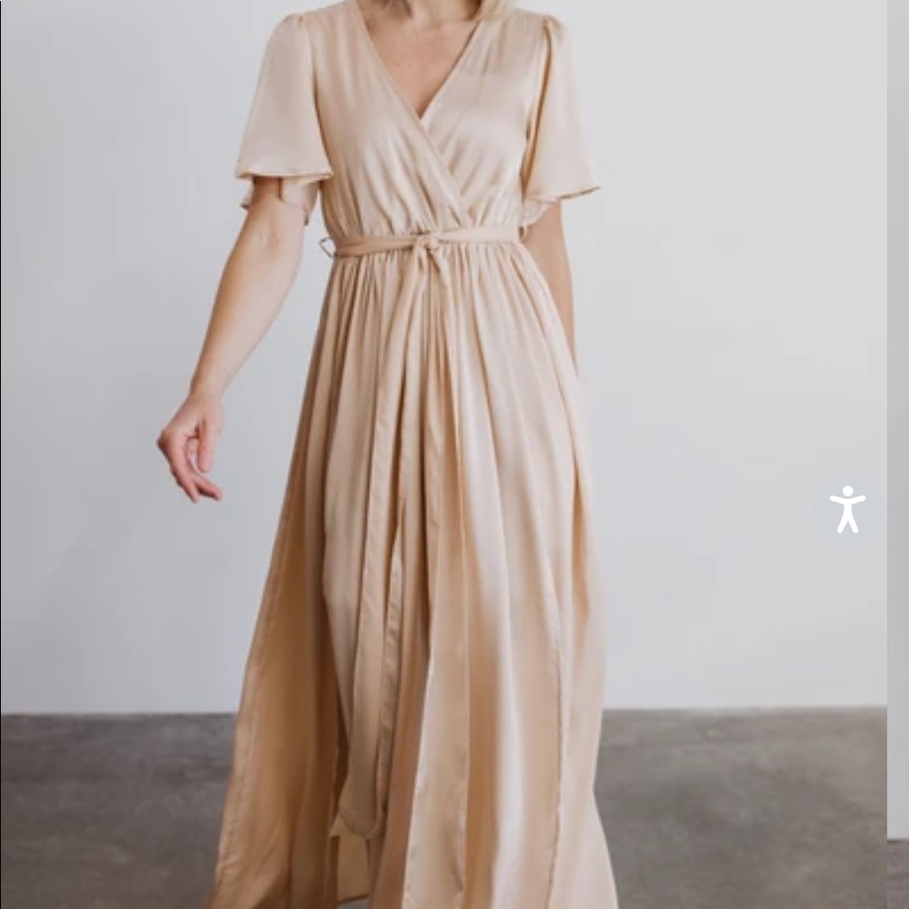 Baltic Born Sicily Natural Satin Maxi Dress